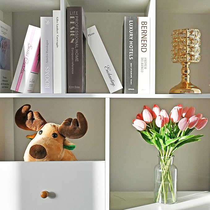 Mandy's Artificial Tulips 20 Stems Light Pink PU Faux Flowers for Wedding Home Decor 13.5 Inch-Ruum Studio Home