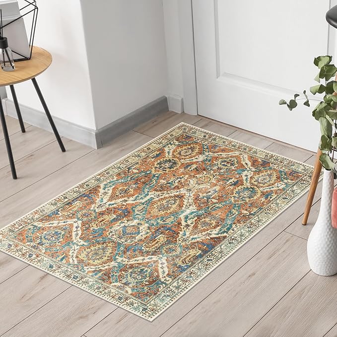 Keen Home Design 2x3 Rug - Machine Washable Entry Rug with Non-Slip Backing, Ideal for Enteryway, Kitchen, Bathroom, Laundry Room - Vintage, Easy Clean, Durable, Low Pile Rug - (2' x 3')-Ruum Studio Home