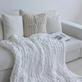 Maetoow Chenille Chunky Knit Blanket Throw （40×50 Inch）, Handmade Warm & Cozy Blanket Couch, Bed, Home Decor, Soft Breathable Fleece Banket, Christmas Thick and Giant Yarn Throws, White-Ruum Studio Home