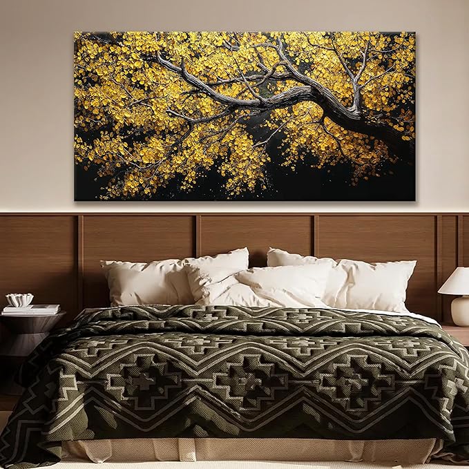 TAIJXAGSG Large Canvas Wall Art Decor For Living Room Pictures Gold Tree Wall Art Decoration Abstract Tree Plants Artwork Wall Art Modern Painting Pictures For Bedroom Home Kitchen Office 29"X 58"-Ruum Studio Home