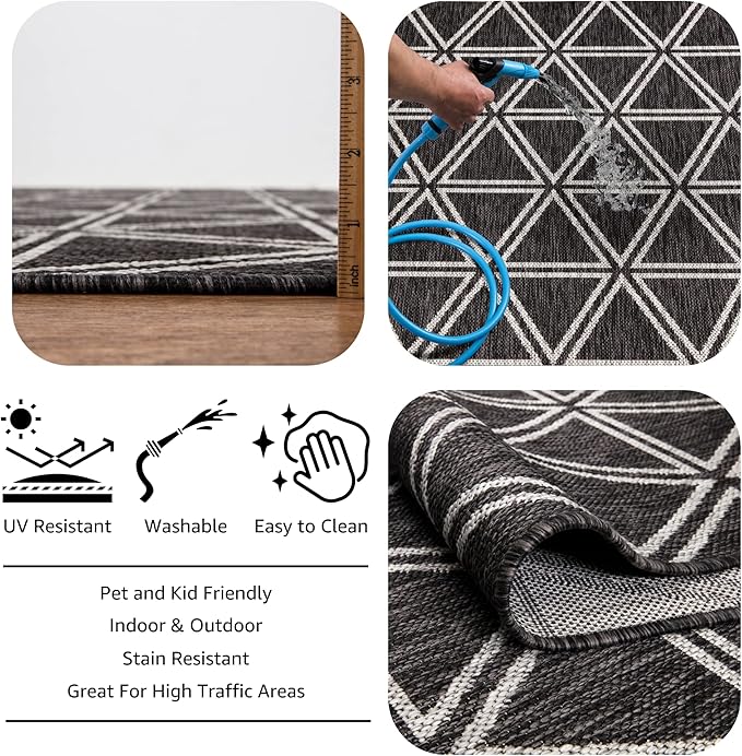 Keen Home Design Outdoor Rug - 6x9 Washable Indoor/Outdoor Rug for Patio, Balcony, Kitchen, Garden, Beach, Deck and Porch. Size: 6'7" x 9'2"-Ruum Studio Home