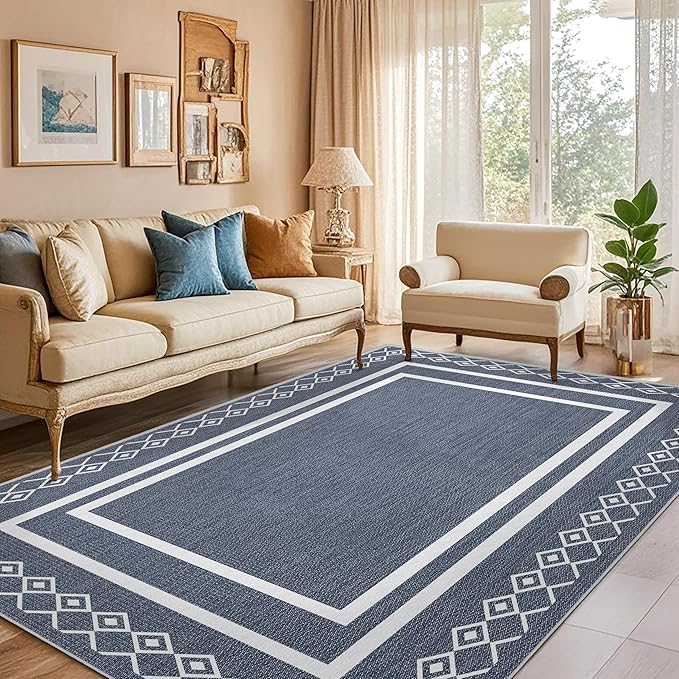Outdoor Patio Rug, Outside Rectangular Carpet, Moroccan Geometric Rugs, Washable Large Indoor Outdoor Rug 6x9 Mats for RV, Picnic, Backyard, Deck, Balcony, Porch, Beach-Ruum Studio Home