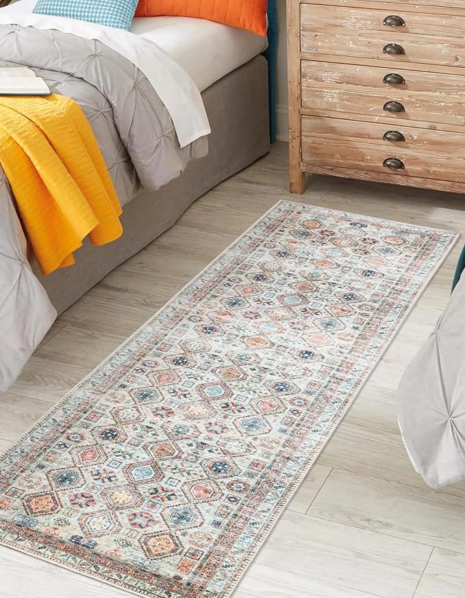 Keen Home Design 2x10 Rug - Machine Washable Runner Rug with Non-Slip Backing, Ideal for Hallway, Entryway, Kitchen, Laundry Room - Vintage, Easy Clean, Durable, Low Pile - (2'6" x 10')-Ruum Studio Home