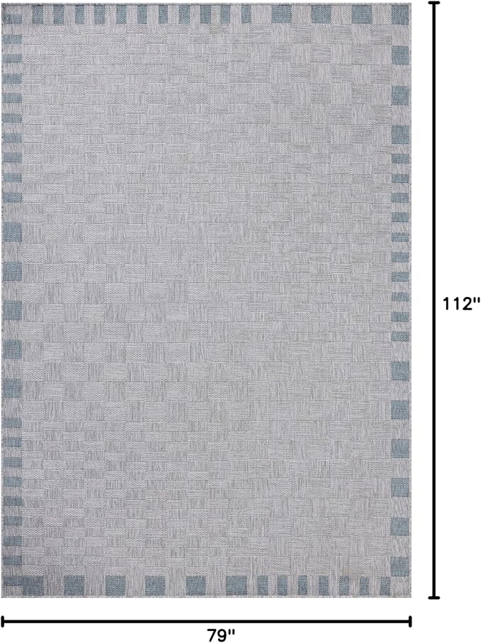 Loloi Amber Lewis Topanga Collection TOP-07 Silver/Blue 6'-7" x 9'-4" Indoor/Outdoor Area Rug-Ruum Studio Home