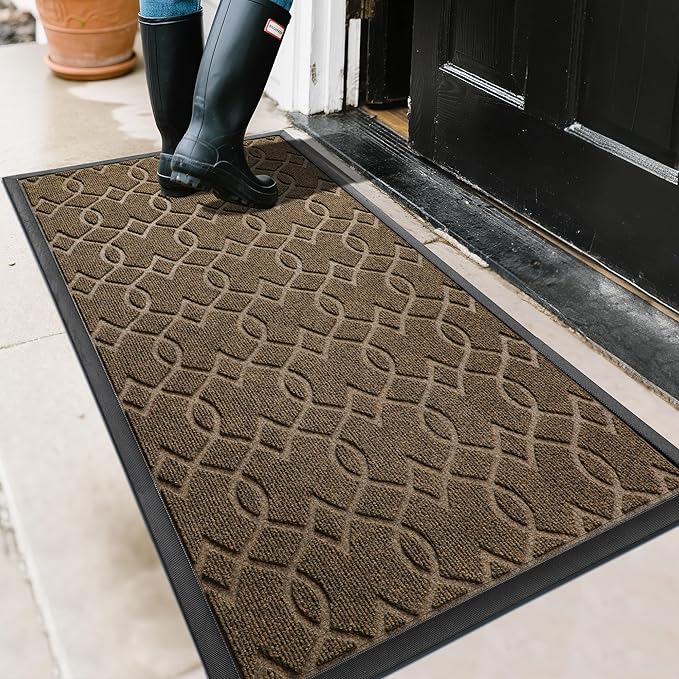 Yimobra Front Door Mat Outside Entrance, 47x24 All-Season Waterproof Welcome Matt Outdoor, All-Weather Non-Slip Doormat, Porch Patio Indoor Entrance Mat, Brown-Ruum Studio Home