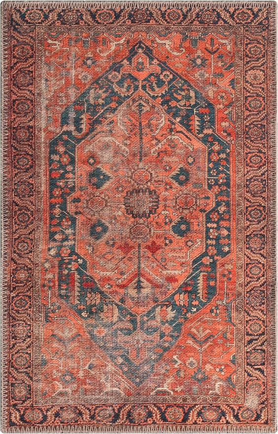 Keen Home Design 2x3 Rug - Machine Washable Entry Rug with Non-Slip Backing, Ideal for Enteryway, Kitchen, Bathroom, Laundry Room - Vintage, Easy Clean, Durable, Low Pile Rug - (2' x 3')-Ruum Studio Home