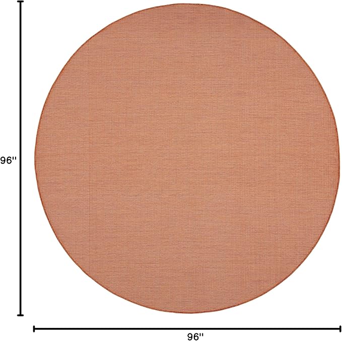 Nourison Positano Indoor/Outdoor Terracotta 8' x Round Area Rug, Easy Cleaning, Non Shedding, Bed Room, Living Room, Dining Room, Backyard, Deck, Patio (8 Round)-Ruum Studio Home