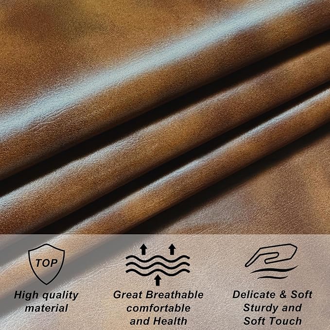 Storage Ottoman Bench for Bedroom, 52" Leather End of Bed with Rolled Arms, Upholstered Ottoman Fit for Living Room, Entryway, Faux Leather Brown-Ruum Studio Home