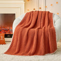 Snuggle Sac Orange Waffle Throw Blanket for Couch Bed Sofa 50x60 inches, Reversible Blanket Microfiber Fluffy Fuzzy Cozy Knit Soft Throws for Women Mothers Birthday Gifts-Ruum Studio Home