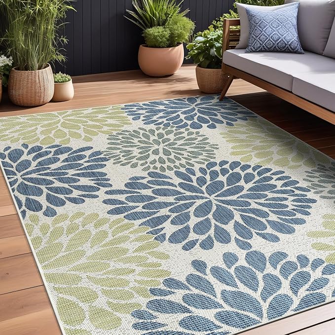 Beverly Rug Outdoor Rug 10x14 Modern Exotic Tropical Leaf Area Rugs for Indoor and Outdoor Patio Deck Porch Garden Water Resistant Washable Outside Carpet (10 x 14 Olive)-Ruum Studio Home