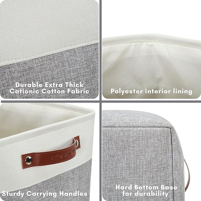 DECOMOMO Storage Baskets | Large Storage Bins 54.5L Fabric Baskets for Organizing Laundry Nursery Toys Cloth Linen Closet Organizers with Handles (Grey and White, XXXL - Jumbo/3P - 17" x 13" x 15")-Ruum Studio Home