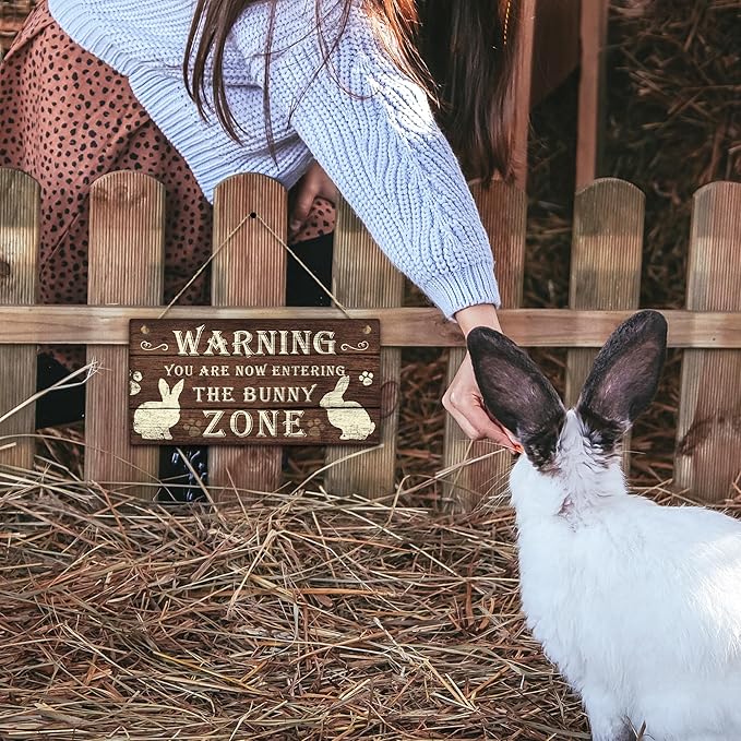 Putuo Decor Funny Rabbit Sign Bunny Rabbit Home Decor Gift Bunny Mom Bunny Lover 12 x 6 Inch (The Bunny Zone) Easter Decorations-Ruum Studio Home