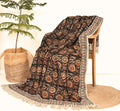 Bohemian Mud Cloth Handmade Throw with Tassels - 120x180 CM Handblock Printed Floral Cotton Blanket, Soft Handloom Sofa Throw for Living Room, Bed, Couch & Home Décor-Ruum Studio Home
