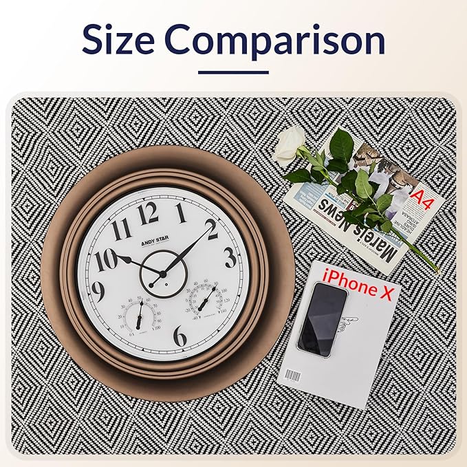 Andy Star 21 Inch Large Luminous Outdoor Wall Clock Waterproof with Temperature, Vintage Round Wall Clocks Battery, Oversized Pool Clock for Garden Patio Rustic Bronze Finish Silent Non Ticking Clock-Ruum Studio Home