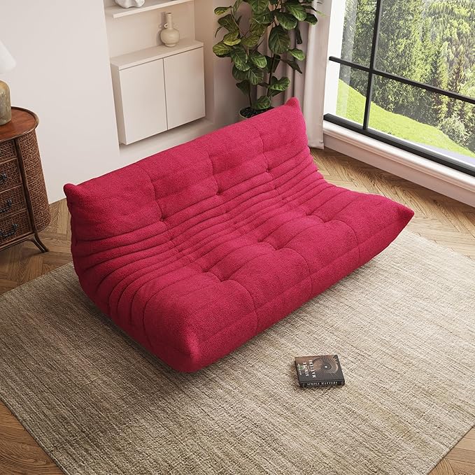 Bean Bag Chair, Oversized Bean Bag Chair for Living Room, Fireside Chair for Adults with Memory Foam Filled, Big Accent Lounge Floor Sofa for Reading, Relax, No Assembly Required. (Burgundy 3-Seater)-Ruum Studio Home
