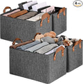 GRANNY SAYS Closet Storage Baskets, Collapsible Fabric Storage Bins with Metal Frame, Clothes Organizer Bins, Large Baskets for Shelves, Dark Gray, 4-Pack-Ruum Studio Home