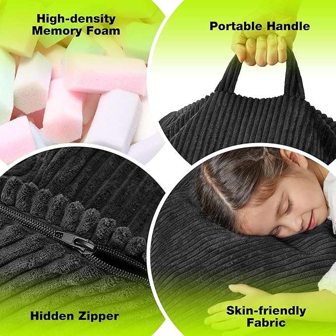 Hobestluk 4.5FT Bean Bag Chair Giant Bean Bag Chair with Filler Included Adult Bean Bag Chairs with Removable Cover for Bedroom Living Room - (Jumbo, Black)-Ruum Studio Home
