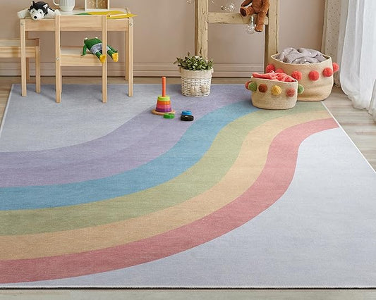 Well Woven Kids Rugs Rainbow 9'10" x 13' Multi Color Modern Flat-Weave Playroom Area Rug-Ruum Studio Home