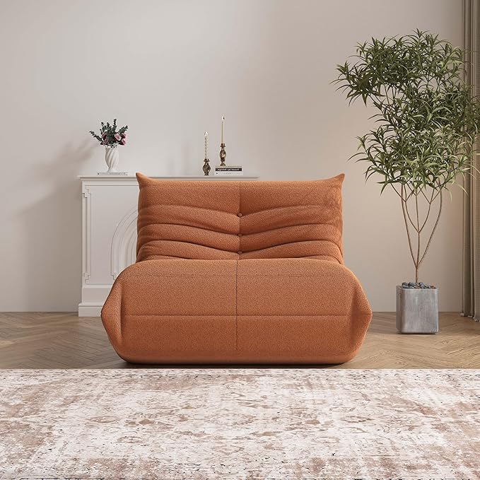 Bean Bag Chair, Fireside Chair Bean Bag Sofa Large Bean Bag Chair for Adults, Bean Bag Chairs for Teens with High Density Comfortable Foam, Memory Foam Bean Bag for Living Room, Bedroom (Orange)-Ruum Studio Home