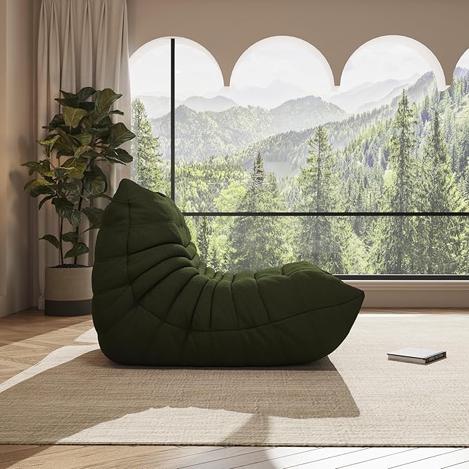 Bean Bag Chair, Oversized Bean Bag Chair for living Room, Fireside Chair for adults with Memory Foam Filled, Big Accent Sofa Lounge Floor Sofa for Gaming, Reading, Relax, No Assembly Required. (Green)-Ruum Studio Home
