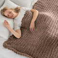 Maetoow Tighter Version Chenille Chunky Knit Blanket Throw （50×60 Inch）, Handmade Warm & Cozy Blanket Couch, Bed, Home Decor, Soft Fleece Banket, Boho Thick Blankets and Giant Yarn Throws，Brown-Ruum Studio Home