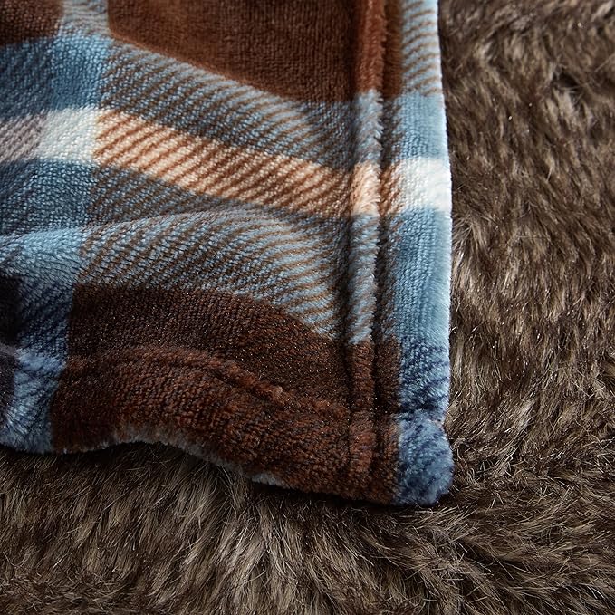 MERRYLIFE Throw Blanket Plaid Sherpa | Ultra-Plush Soft Colorful Oversized | Decorative Couch Travel Blanket | Large Size(60" 90", Greenland)-Ruum Studio Home