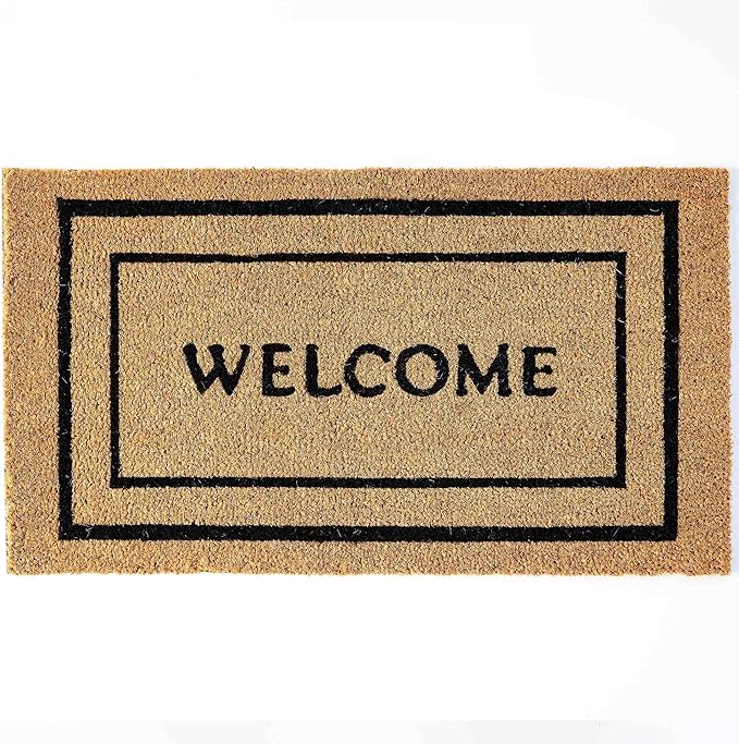 KANKUN Coco Coir Door Mat with Heavy Duty Backing, Welcome Doormat (17" x 30"), Doormat Entrance (Welcome Double)-Ruum Studio Home