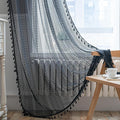 Sutuo Home Black Boho Curtain for Halloween Decor, Sheer Crochet Lace Handmade Tassels Knitted Window Treatment Vintage Rustic Bohemian Farmhouse Drape for Bedroom Rod Pocket 1 Panel 59" W x 96" L-Ruum Studio Home