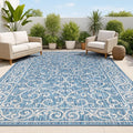 JONATHAN Y Vintage Filigree Indoor Outdoor Area Rug 3X5 Navy/Gray, Charleston Textured Weave for Backyard, Patio, Porch, Easy-Cleaning, High Traffic, Pet-Friendly, Non-Shedding (SMB106D-3)-Ruum Studio Home