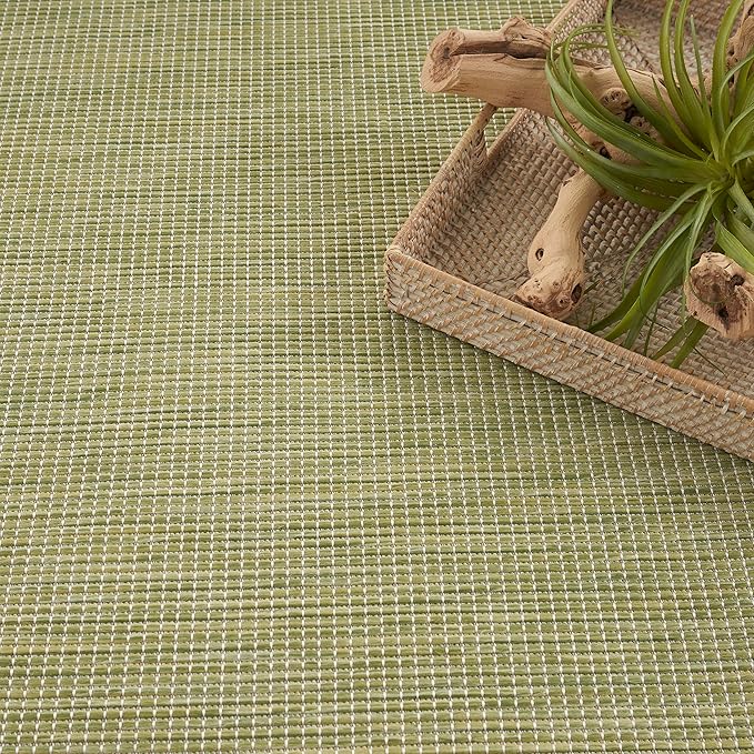 Nourison Home Positano Indoor/Outdoor Green 5' x 7' Area Rug, Easy Cleaning, Non Shedding, Bed Room, Living Room, Dining Room, Backyard, Deck, Patio (5x7)-Ruum Studio Home