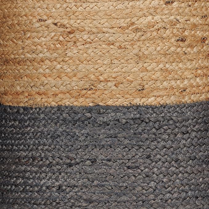 REDEARTH · Cylindrical Pouf Foot Stool Ottoman - Jute Braided Pouffe Poof Accent Sitting Footrest for The Living Room, Bedroom, Nursery, Patio, Lounge & Other Rooms (14.5”x14.5”x16”; Natural Gray)-Ruum Studio Home