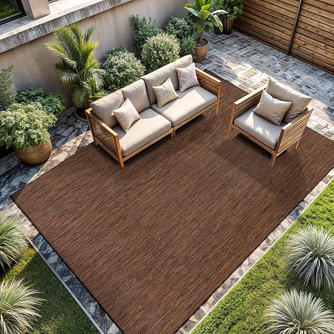 CAMILSON Outdoor Rug 9x12 Modern Area Rugs for Large Indoor and Outdoor Patios and Porches - Waterproof, Washable, Non-Shedding, Easy-to-Clean Outside Carpet (9 x 12, Solid - Gold)-Ruum Studio Home