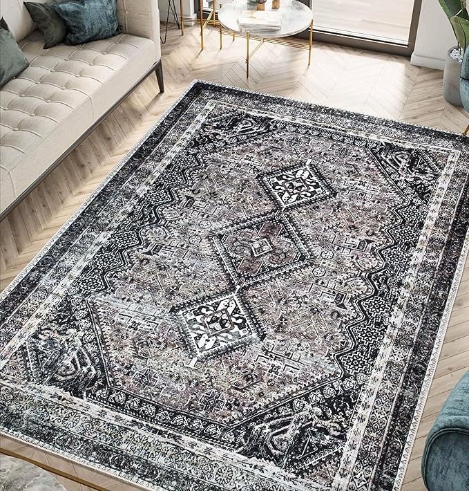 Keen Home Design 8x10 Rug - Machine Washable Area Rug with Non-Slip Backing, Ideal for Living Room, Dining Room, Bedroom - Vintage, Easy Clean, Durable, Low Pile Rug - (8' x 10')-Ruum Studio Home