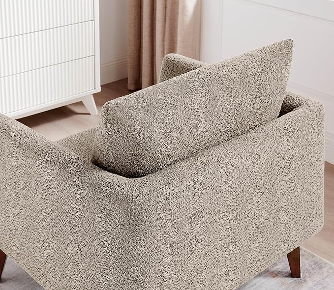 Oversized Accent Chair Modern Boucle Armchair for Living Room- 37" Wide Accent Chair with Solid Wood Legs, Camel Upholstered Lounge Chair for Bedroom & Office, Cozy Reading Chair (Easy Assembly)-Ruum Studio Home