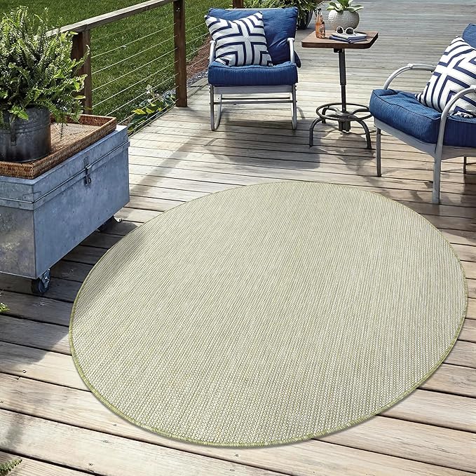 Keen Home Design Terrace Outdoor Round Rug - 5ft Round Washable Indoor/Outdoor Rug for Patio, Kitchen, Balcony, Beach, Garden, Deck and Porch, Size: 5'3" Round-Ruum Studio Home