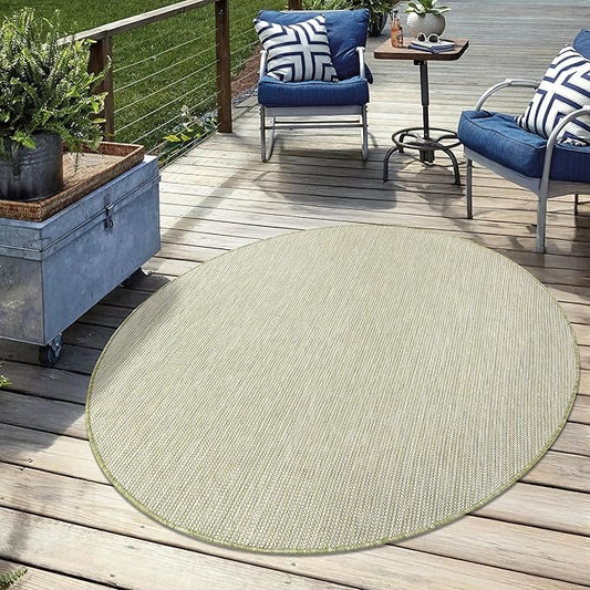 Keen Home Design Terrace Outdoor Round Rug - 8ft Round Washable Indoor/Outdoor Rug for Patio, Kitchen, Balcony, Beach, Garden, Deck and Porch, Size: 7'7" Round-Ruum Studio Home