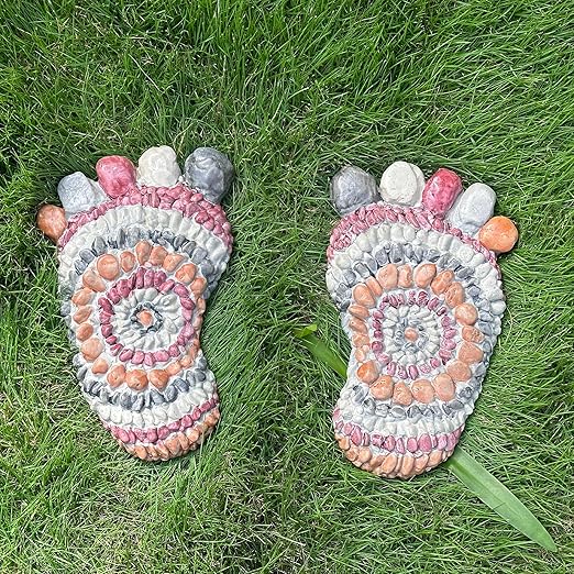 Garden Stepping Stones - Decorative Garden Stones for Patio, Deck, Garden or Sidewalk Faux Cobblestone Stepping Stones (Set of 2#A-Ruum Studio Home