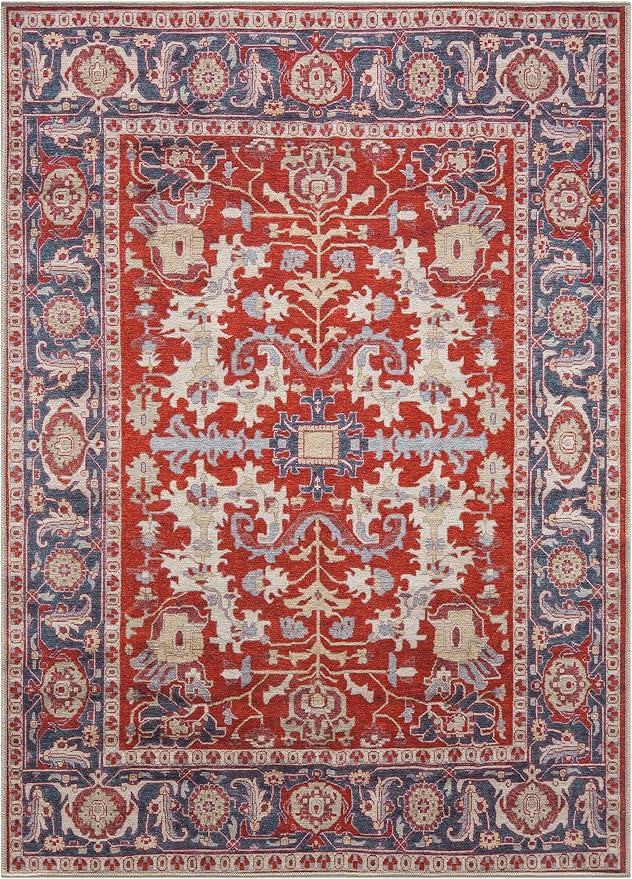 Keen Home Design 5x7 Rug - Machine Washable Area Rug with Non-Slip Backing, Ideal for Living Room, Dining Room, Bedroom - Vintage, Easy Clean, Durable, Low Pile Rug - (5' x 7')-Ruum Studio Home