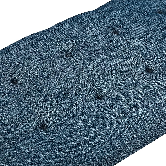 Amazon Basics Modern Haraden Upholstered Button-Tufted Bench, Blue, 16 x 44 x 17 in (Previously Rivet brand)-Ruum Studio Home
