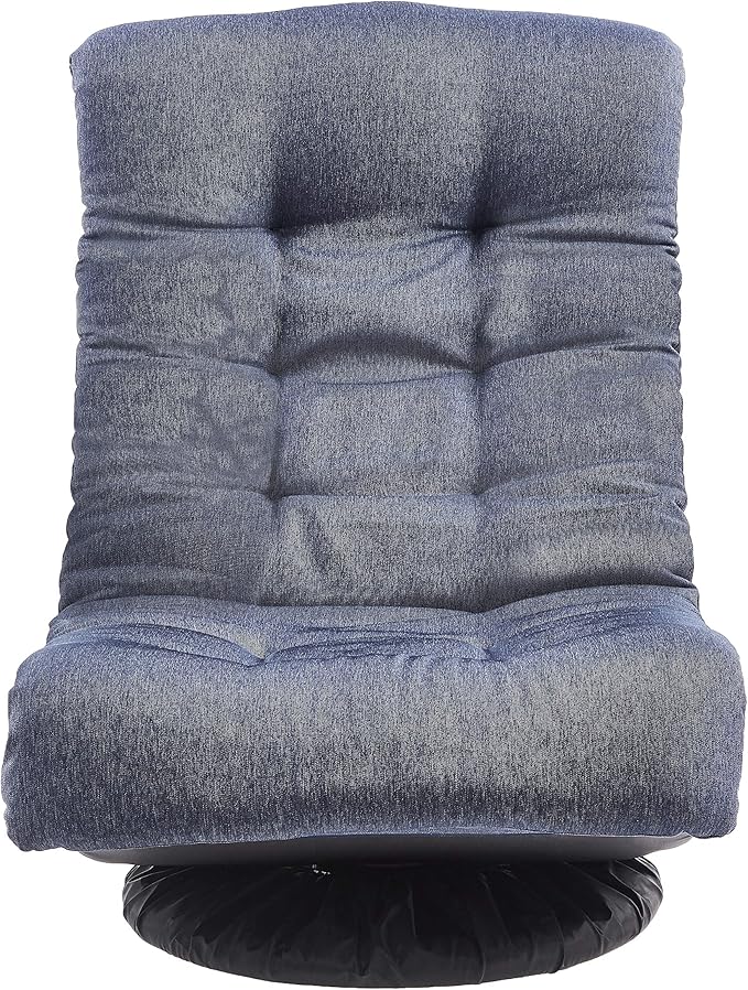 Amazon Basics Swivel Foam Lounge Chair with Headrest, Floor-Compatible, Adjustable, Gaming, 26.3D x 23.5W x 13.7H in, Denim Blue-Ruum Studio Home