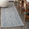 JONATHAN Y Vintage Filigree Indoor Outdoor Runner Rug 2X8 Gray/Navy, Charleston Textured Weave for Backyard, Patio, Porch, Easy-Cleaning, High Traffic, Pet-Friendly, Non-Shedding (SMB106C-28)-Ruum Studio Home
