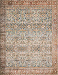 Loloi Layla Collection LAY-04 Ocean/Rust 5'-0" x 7'-6" .13" Thick Area Rug, Soft, Durable, Vintage Inspired, Distressed, Low Pile, Non-Shedding, Easy Clean, Printed, Living Room Rug-Ruum Studio Home