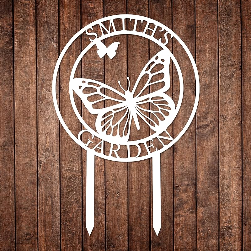 Custom Butterfly Metal Garden Sign with Stakes, Metal Yard Art, Personalized Butterfly Home Garden Decor, Garden Family Name Sign for Outdoor New Home Gift for Outside, Patio Decor, Housewarming Gift-Ruum Studio Home