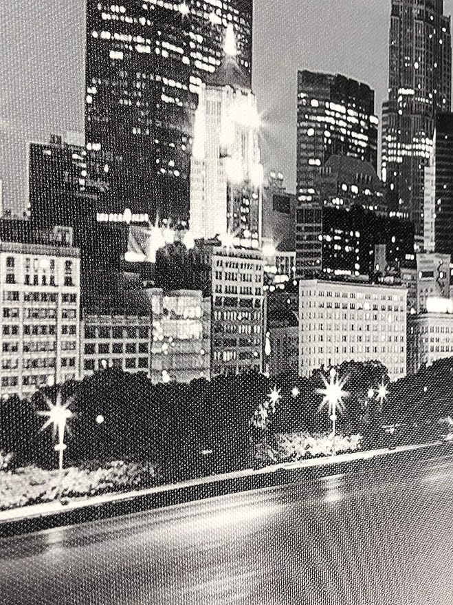 Wieco Art Framed Wall Art Chicago City Center Skyline Black and White Wall Decor Canvas Prints Modern Cityscape Wall Decorations for Living Room Pictures for Bedroom Decorations-Ruum Studio Home