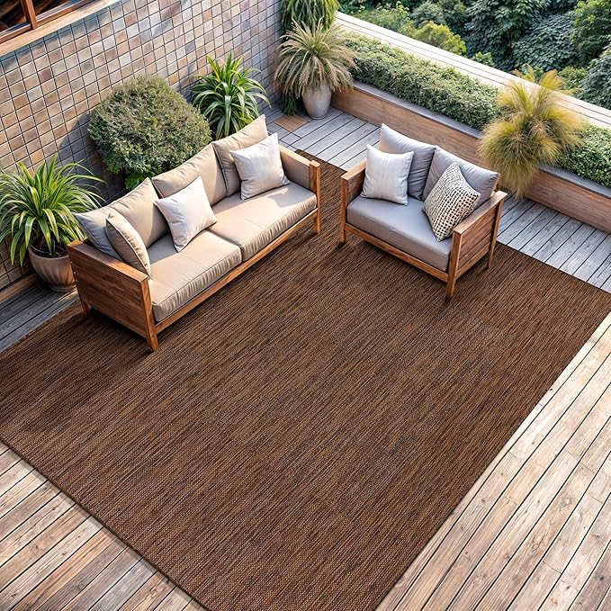 CAMILSON Outdoor Rug 5x7 Modern Area Rugs for Indoor and Outdoor Patios and Porches - Waterproof, Washable, Non-Shedding, Easy-to-Clean Outside Carpet (5 x 7, Solid - Gold)-Ruum Studio Home