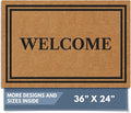 Barnyard Designs Natural Coco Coir Heavy Duty Backing Doormat - Large Cute Non-Slip Front Door Welcome Mat for Outside Entrance or Porch Entry, Brown (24x36, Welcome)-Ruum Studio Home