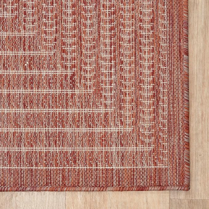 Adiva Rugs Outdoor Indoor Area Rug, Weather Resistant, Easy to Clean, Stain Resistant Floor Mat for Dining Room, Backyard, Deck, Patio (Copper Weiss, 6' x 9')-Ruum Studio Home