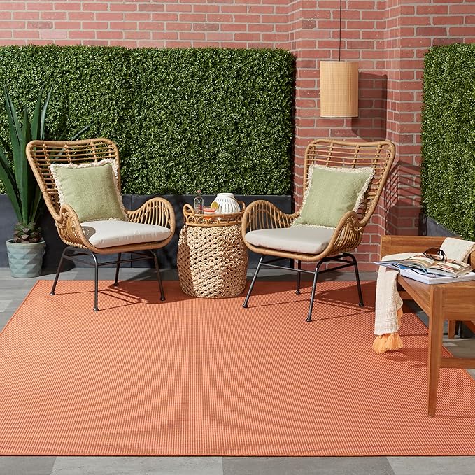 Nourison Home Positano 7' x 10' Terracotta Fabric Modern Area Rug (7' x 10')-Ruum Studio Home