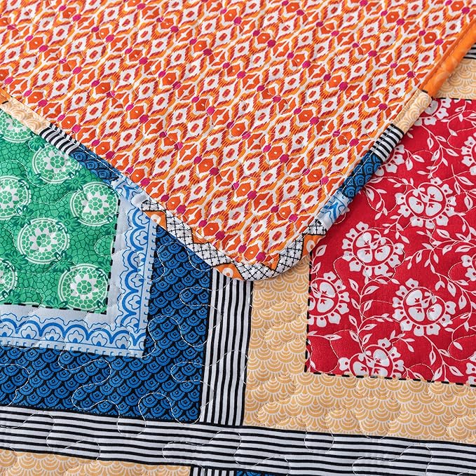 NEWLAKE Quilt Bedspread Sets - Bohemian Farmhouse Pattern Reversible Coverlet Set, Queen Size-Ruum Studio Home