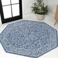 JONATHAN Y Vintage Filigree Indoor Outdoor Octagon Area Rug 8 Ft Navy/Gray, Charleston Textured Weave for Backyard, Patio, Porch, Easy-Cleaning, High Traffic, Pet-Friendly, Non-Shedding (SMB106D-8TGN)-Ruum Studio Home